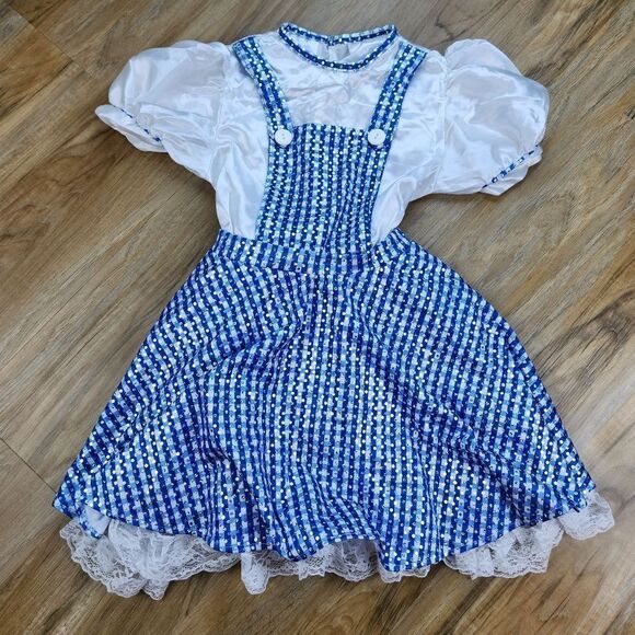 🩵Wizard of Oz Sequin Dorothy Wig & Costume Youth Medium 8-10 - Picture 4 of 15